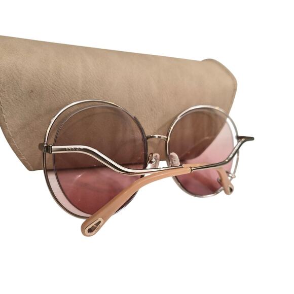 Authentic Chloe CE153S Gold Metal Pierced Round Gradient Sunglasses Case Italy main image 9